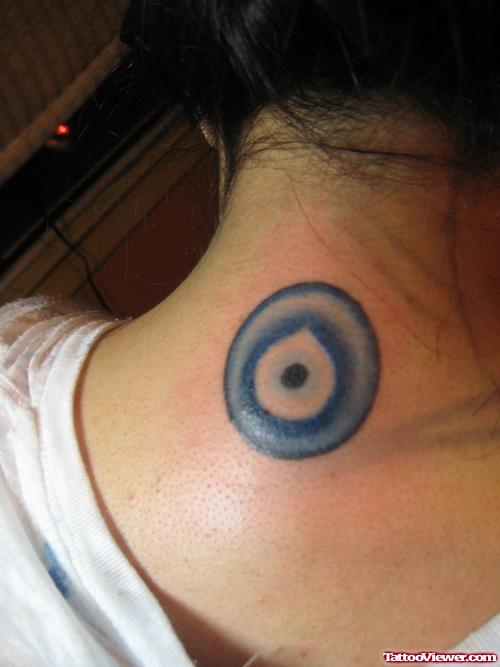 Blue Eyeball Tattoo on Upperback