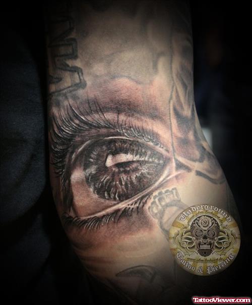 Left Sleeve Large Eye Tattoo