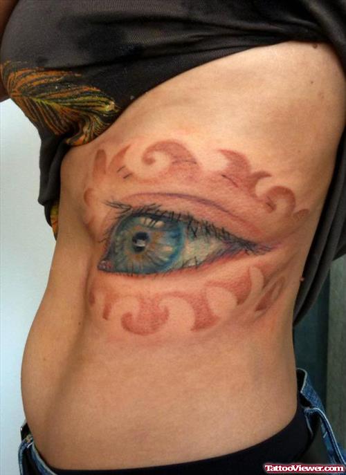 Eye Tattoo On Side Rib