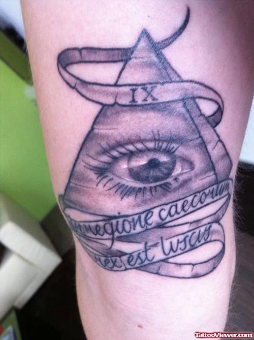 Eye Of God And Banner Tattoo