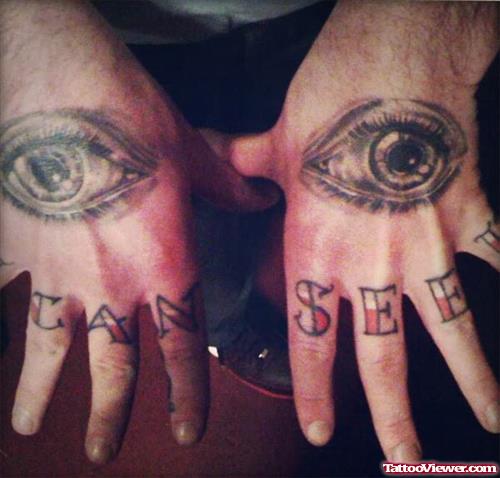 Amazing Eye Tattoos On Both Hands