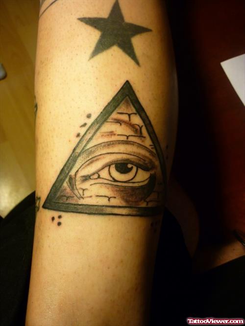 Star And Eye Of God Tattoo On Sleeve