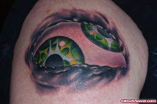 Green Eyes Tattoos On Shoulder