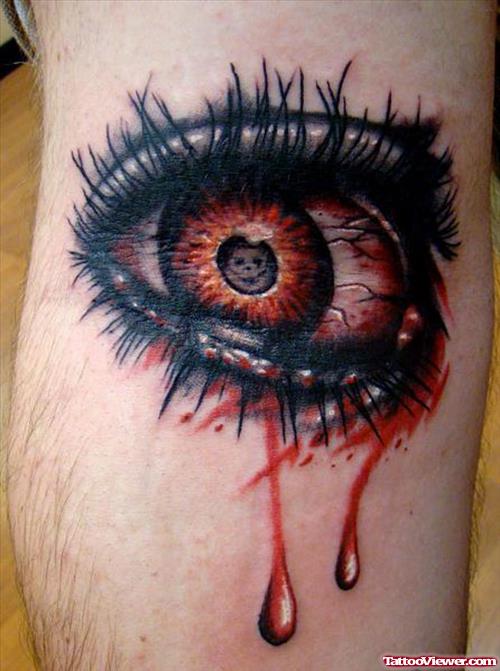 Evil Bleeding Eye Tattoo