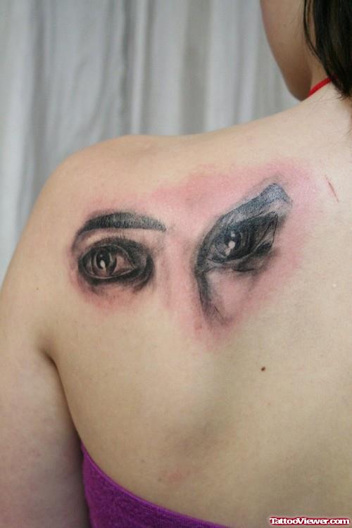 Watching Eyes Tattoo on Left Back Shoulder