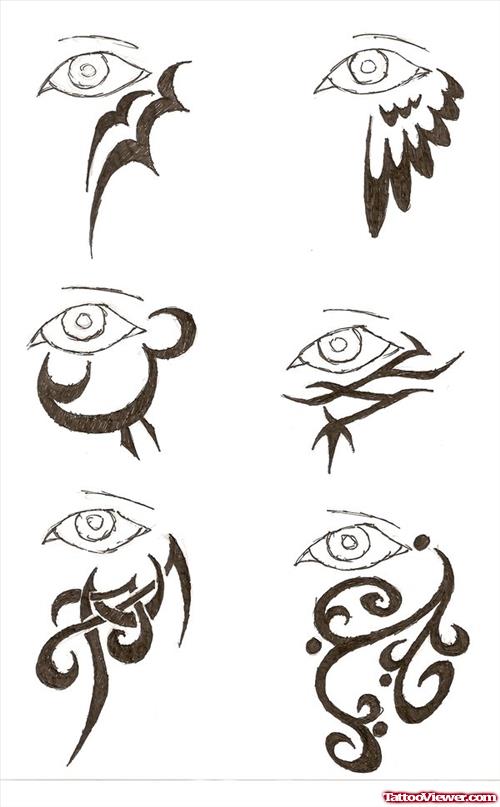 Tribal and Winged Eye Tattoos Designs