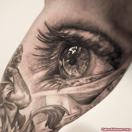Realistic Eye Tattoo On Half Sleeve