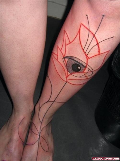 Tulip Eye Tattoo On Left Leg