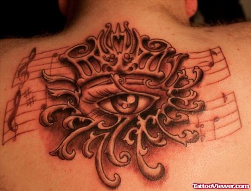 Music Eye Tattoo On Back For Girls