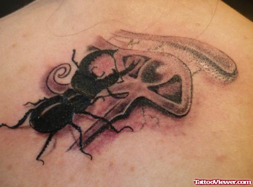 Black Ant And Egyptian Eye Tattoo