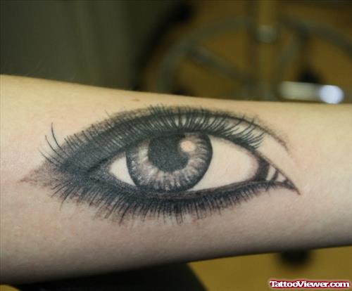 Awesome Grey Ink Eye Tattoo Design