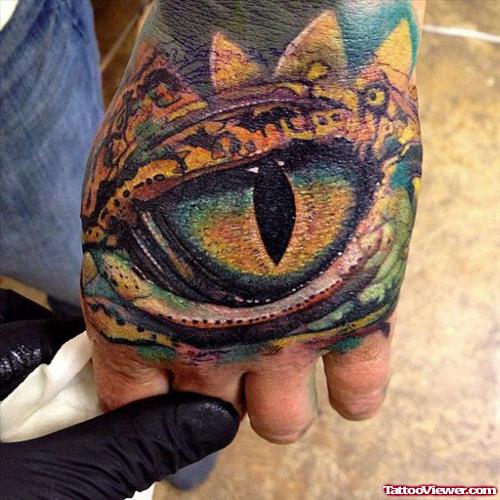 Realistic Colored Eye Tattoo On Left Shoulder