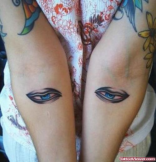 Eye Tattoos On Girl Both Arms