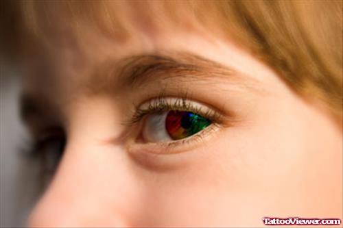 Green And Red Eyeball Tattoo