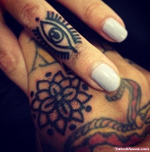 Eye Tattoo On Finger