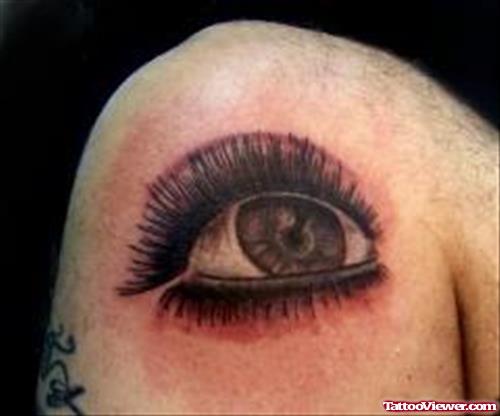Awesome Eye Tattoo On Right Back Shoulder