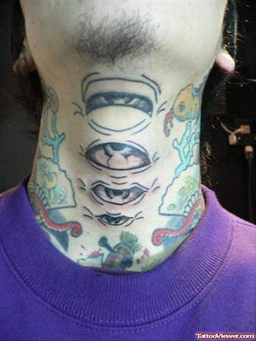 Eye Tattoos On Guy Throat