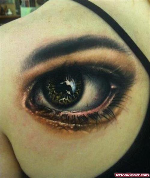 Beautiful Eye Tattoo On Left Back Shoulder