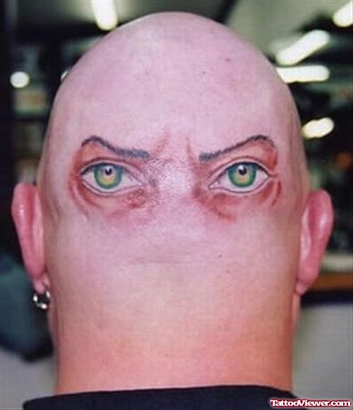Eyes Tattoos On Back Head