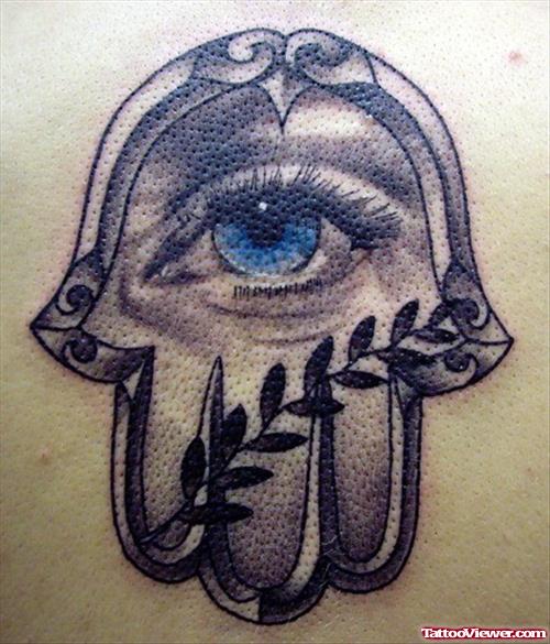 Blue Eye In Hand Tattoo