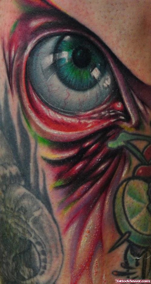 Awesome Colored Eye Tattoo Design