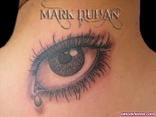 Amazing Eye Tattoo On Upperback
