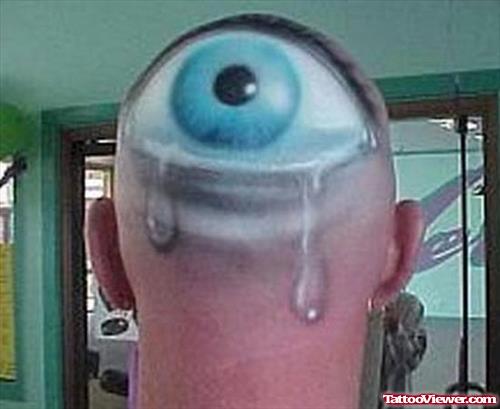 3D Colored Eye Tattoo On Man Head
