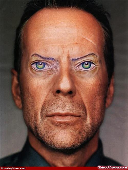 Bruce Willis with Eye Tattoos