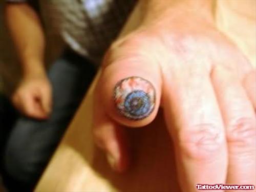 Scary Eye Tattoo On Finger Tip