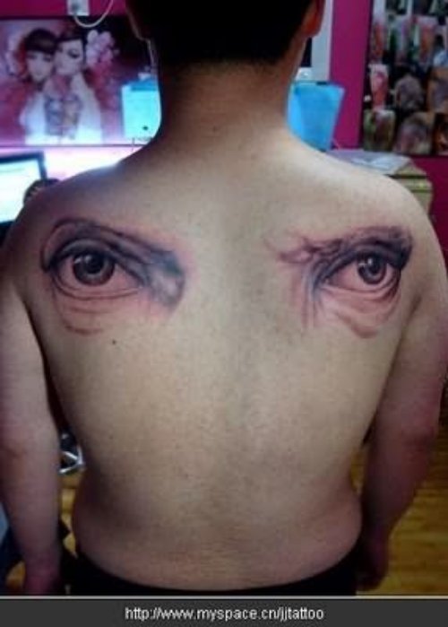 Eye Pair Tattoo On Back