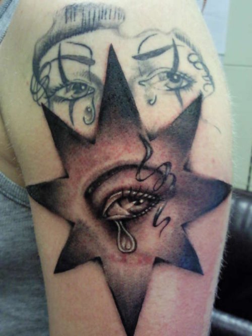 Joker Eyes And Star Eye Tattoo