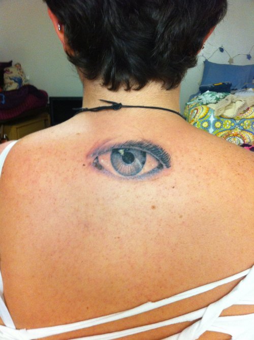 Eye Tattoo On Upperback