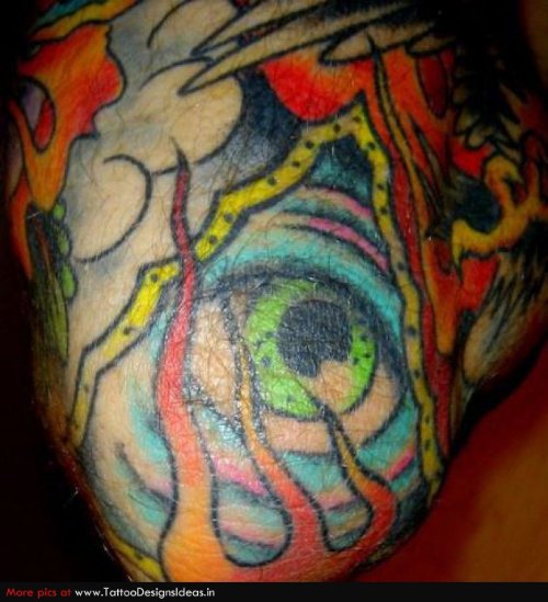 Colored Eye Tattoos On Shoulder