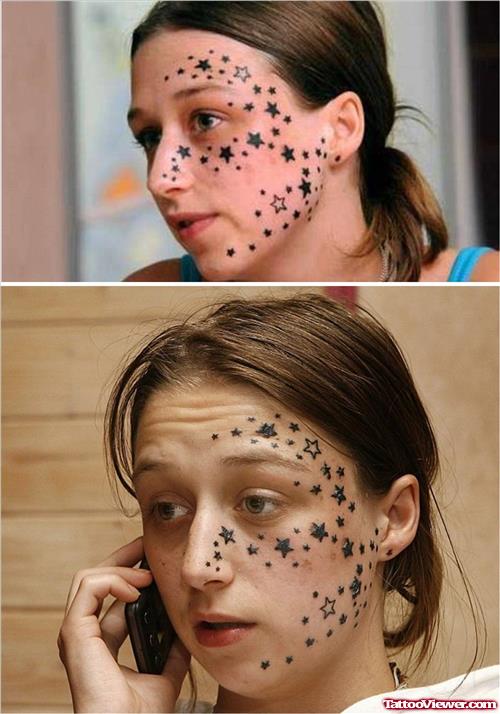 Stars Face Tattoos For Girls