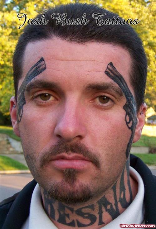 Guns Face Tattoos For Men