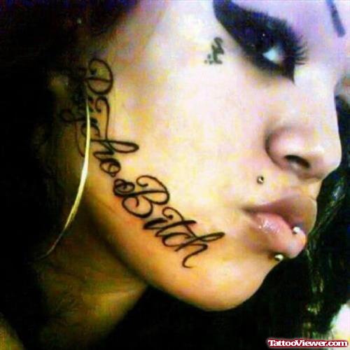Funny Pitch Face Tattoo For Girls