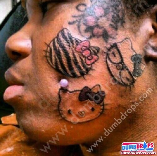 Kitty Head Face Tattoos
