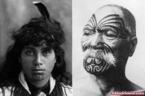 Maori Tribal Face Tattoo For Men