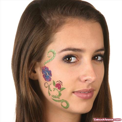 Color Flower Tattoo On Face