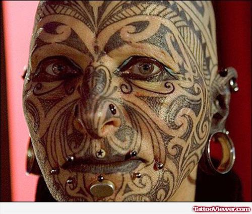 Tribal Face Tattoo For Women