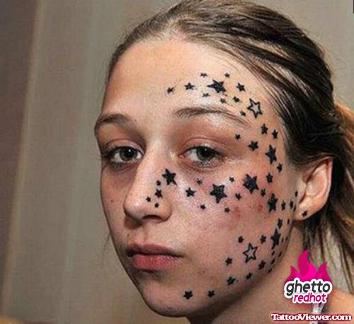 Stars Face Tattoo For Girls