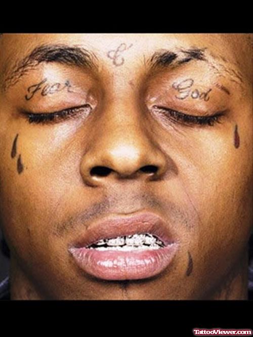 Lil Wayne Face Tear Drops Tattoos