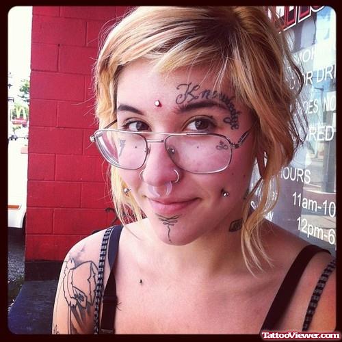 Knowledge Face Tattoo For Girls