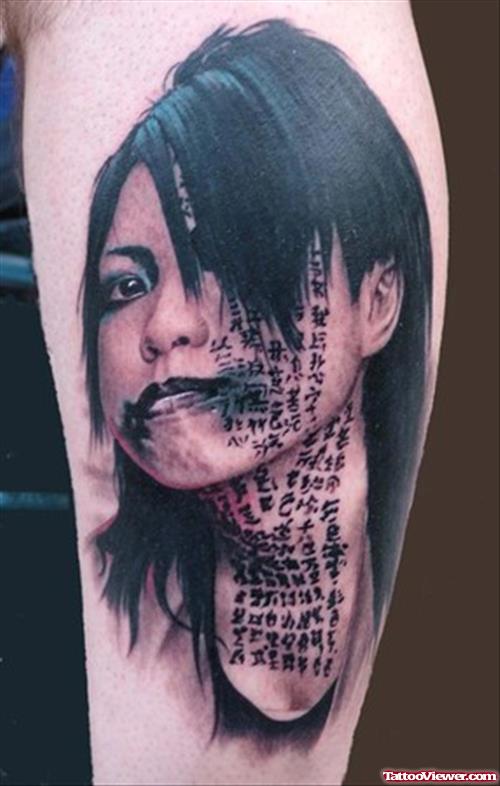 Scripy Girl Face Tattoo