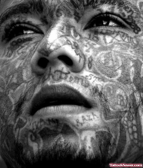 Grey Ink Worst Face Tattoo