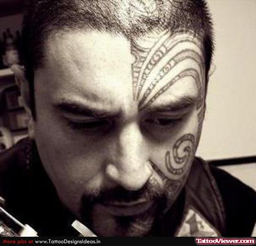 Attractive Maori Tribal Face Tattoo For Men