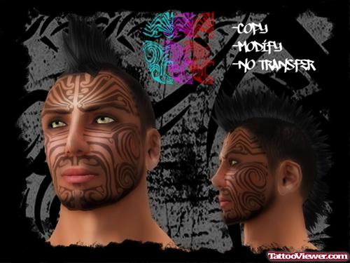 Maori Tribal Face Tattoo Design