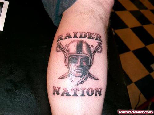 Grey Ink Raider Nation Face Tattoo