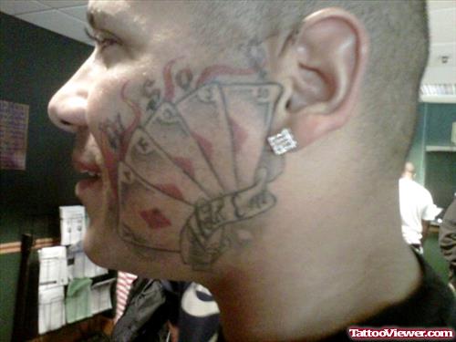 Flaming Cards Poker Face Tattoo