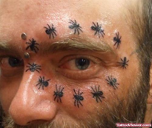 Black Ink Ants Face Tattoo